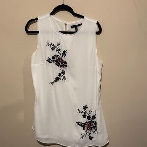 White House Black Market White Floral Embroidered Midi Dress